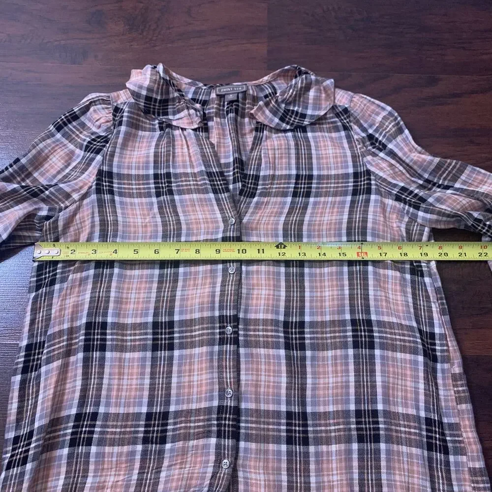 Point Sur J. Crew plaid long sleeve button down flannel shirt size S
